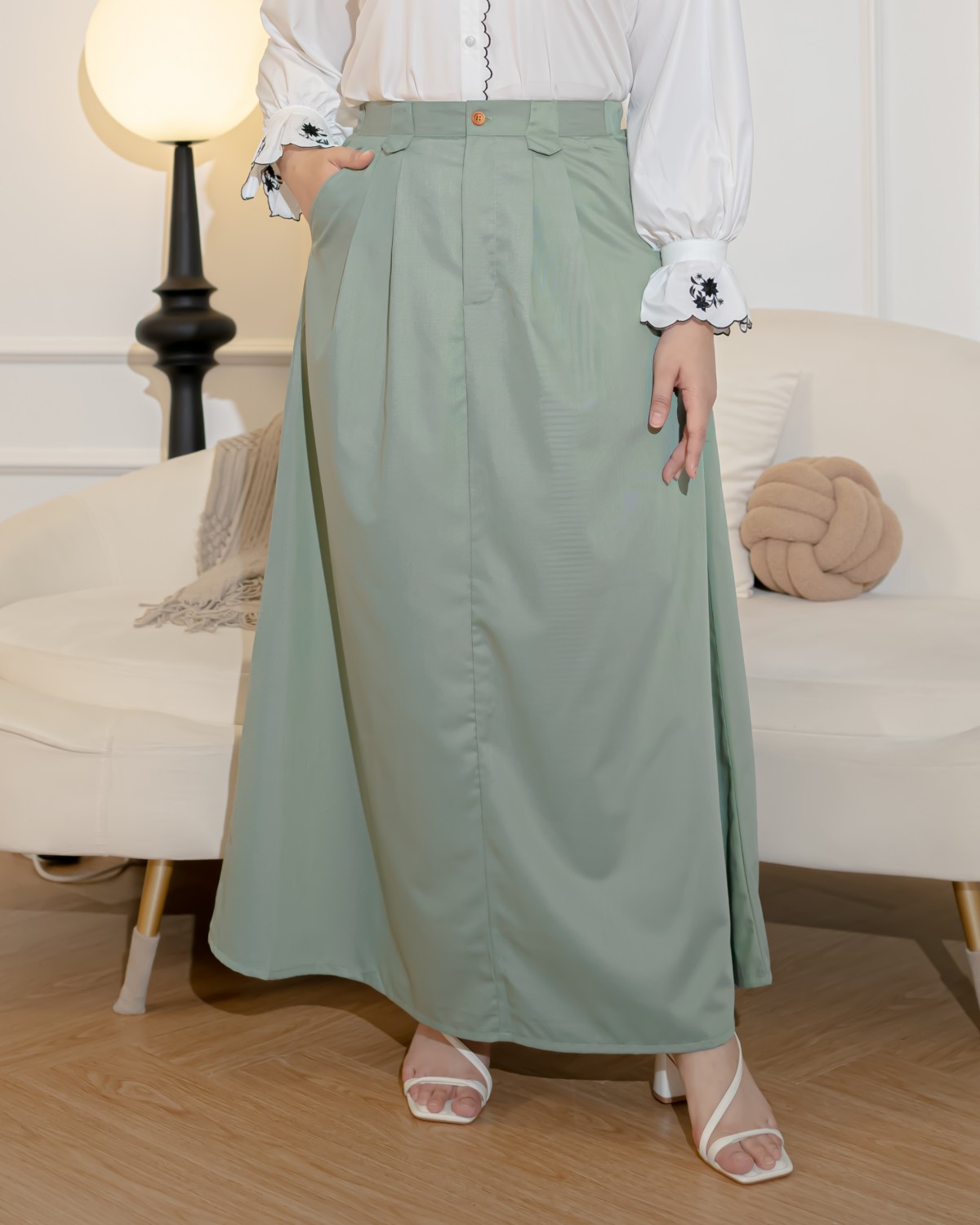 Jennie Cotton Skirt (Sage Green)